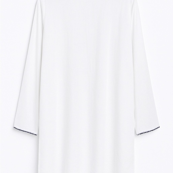 J. Jill Love Linen White Tunic Navy Embroidery, Resort, Vacation, Beach, Plus 4X - Picture 5 of 9